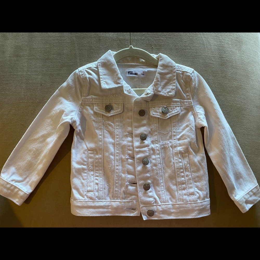 NWT Epic Threads Girls 3T White Denim Jacket